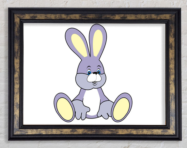 Rabbit Sitting Down White Framed Print