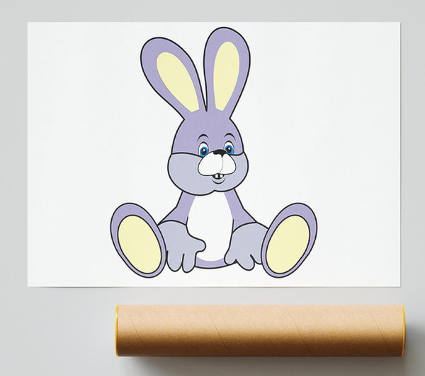 Rabbit Sitting Down White Giclee Print