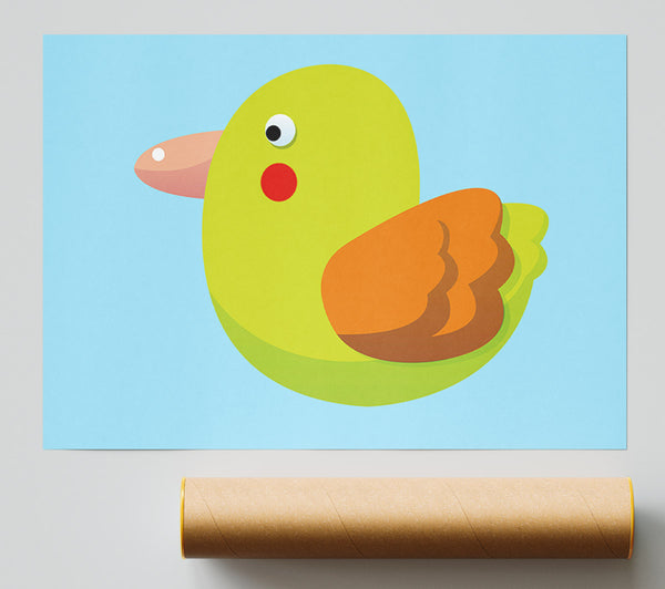 Red Spot Bird Baby Blue Poster