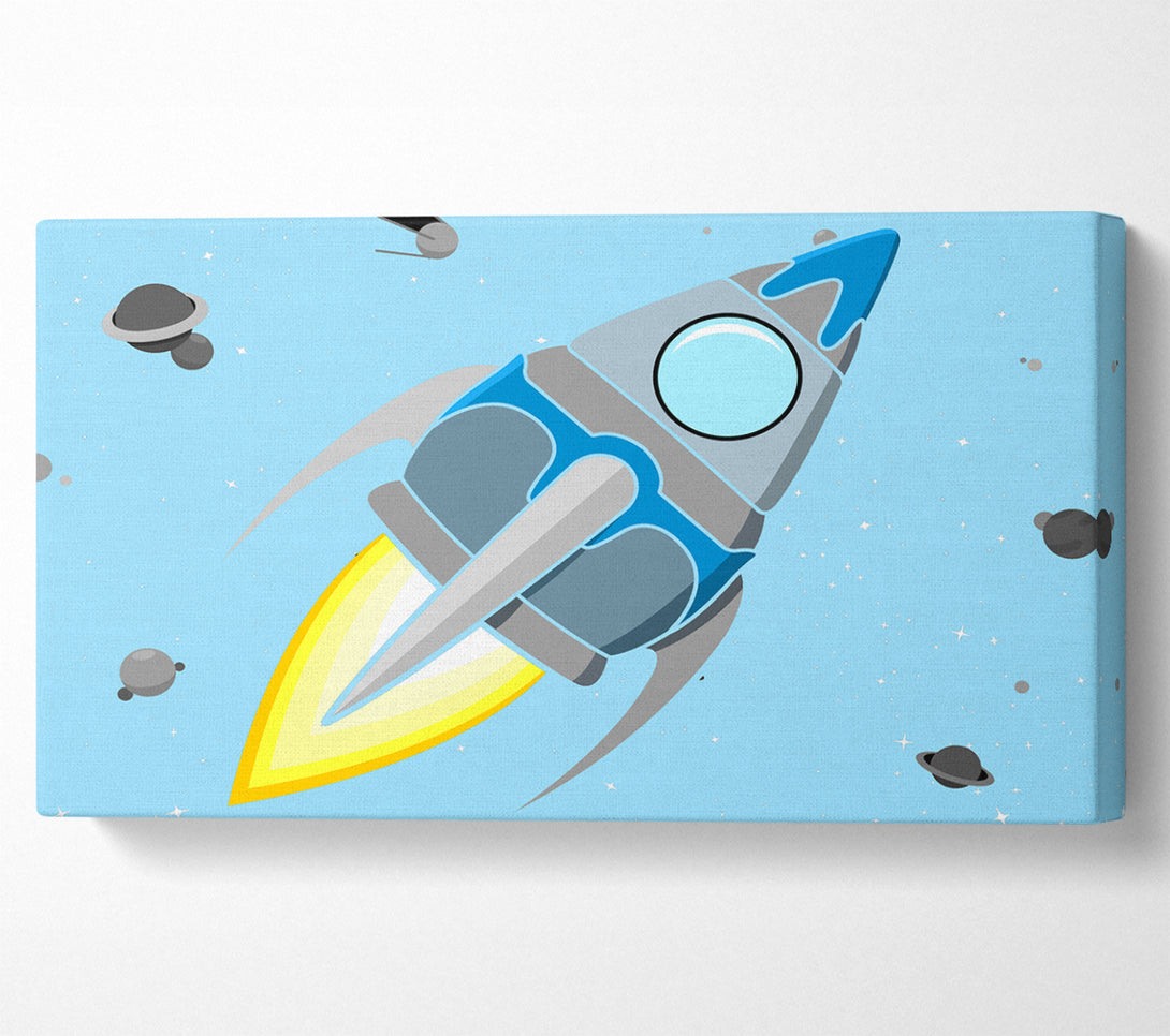  A Canvas Print of Rocket Ship Baby Blue Canvas Art