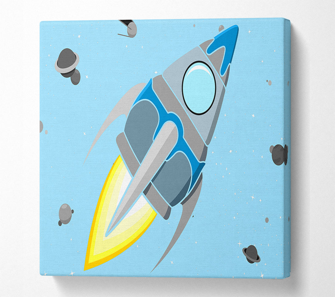  A Canvas Print of Rocket Ship Baby Blue Canvas Art