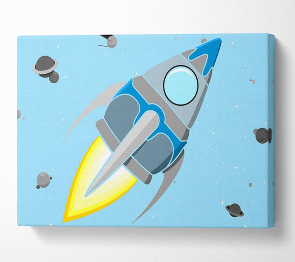  A Canvas Print of Rocket Ship Baby Blue Canvas Art