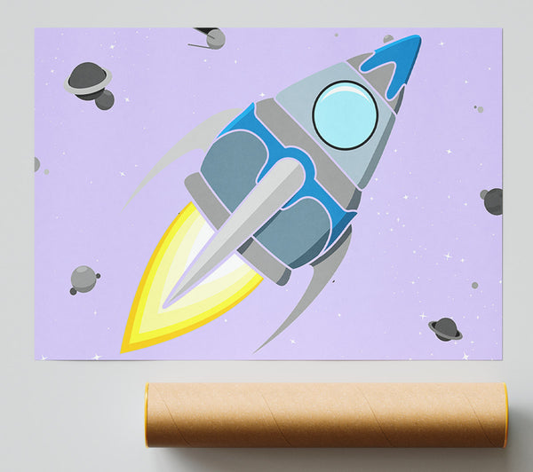 Rocket Ship Lilac Print