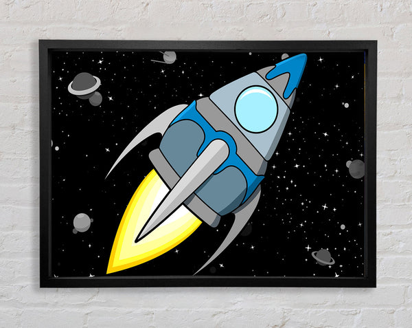 Rocket Ship White Framed Print