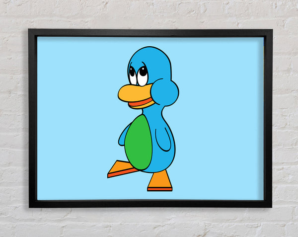 Sad Duck Baby Blue Framed Print