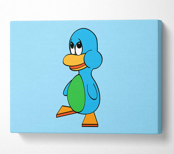  A Canvas Print of Sad Duck Baby Blue Canvas Print