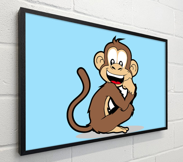 Sitting Monkey Smiling Baby Blue