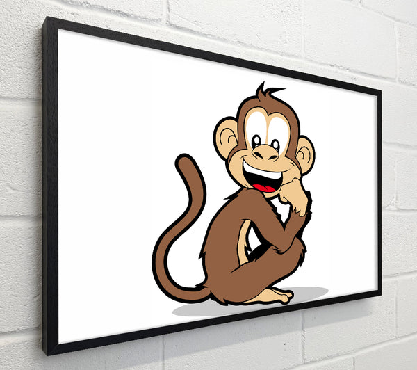 Sitting Monkey Smiling White
