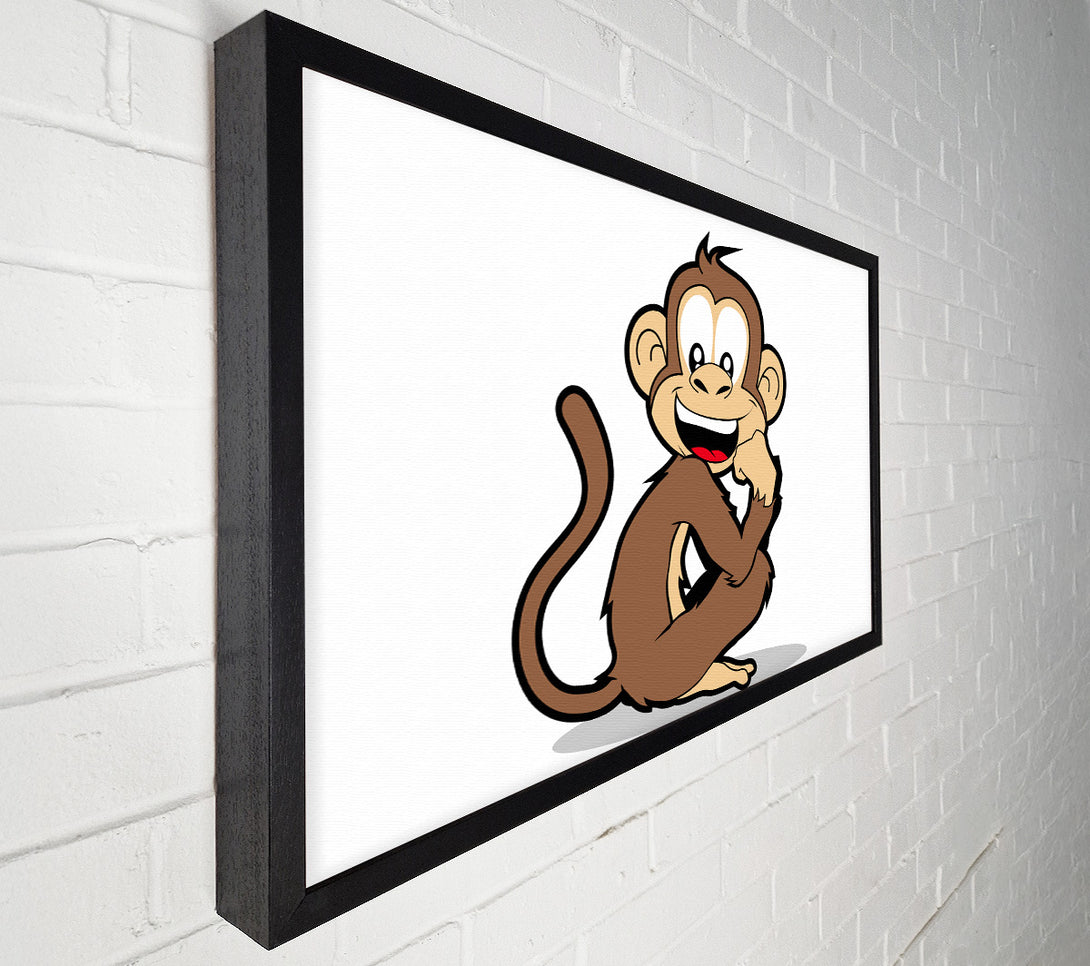  A Canvas Print of Sitting Monkey Smiling White Canvas Art