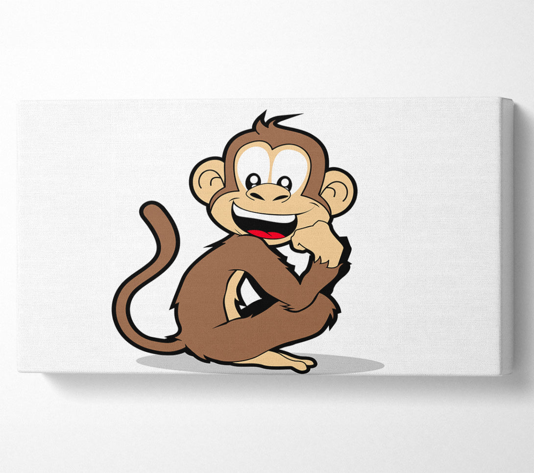  A Canvas Print of Sitting Monkey Smiling White Canvas Art