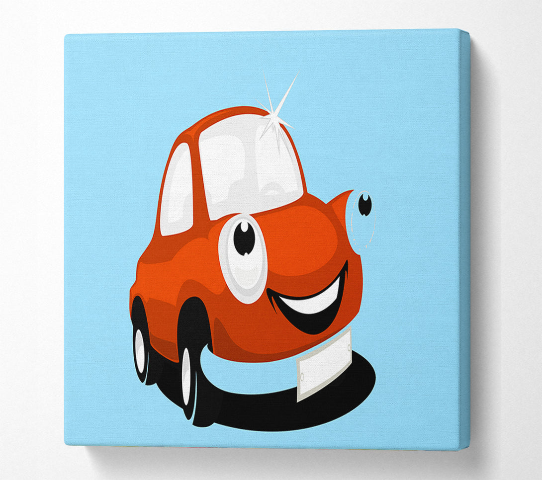  A Canvas Print of Smiling Clean Car Baby Blue Canvas Print