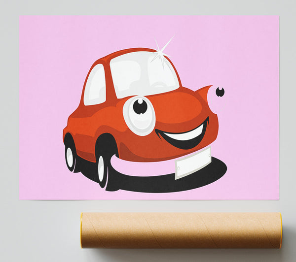 Smiling Clean Car Pink Giclee Print