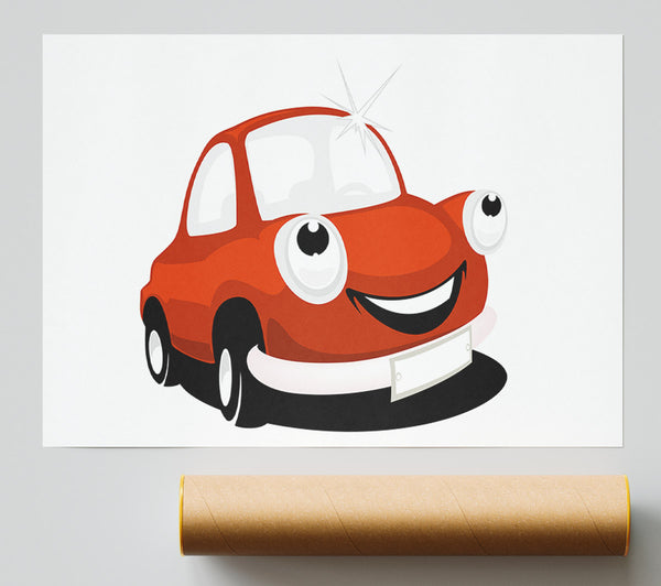 Smiling Clean Car White Giclee Print