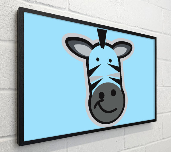 Smiling Zebra Face Baby Blue