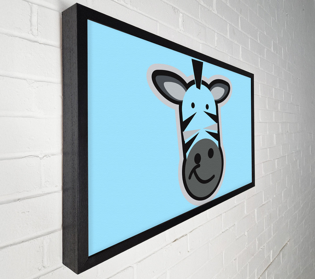  A Canvas Print of Smiling Zebra Face Baby Blue Canvas Print