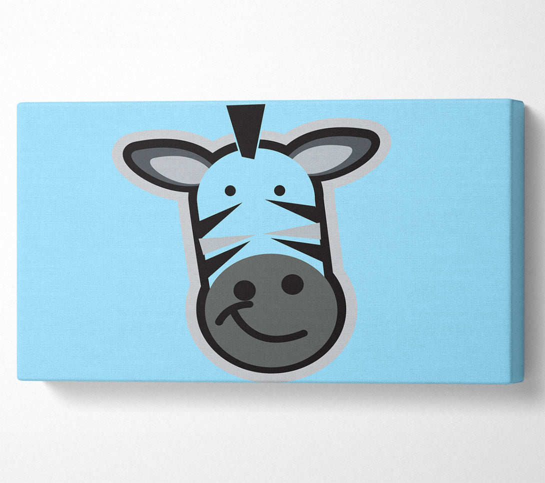  A Canvas Print of Smiling Zebra Face Baby Blue Canvas Print