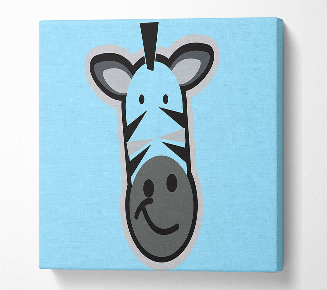  A Canvas Print of Smiling Zebra Face Baby Blue Canvas Print