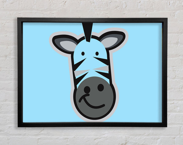 Lächelndes Zebragesicht Baby Blau