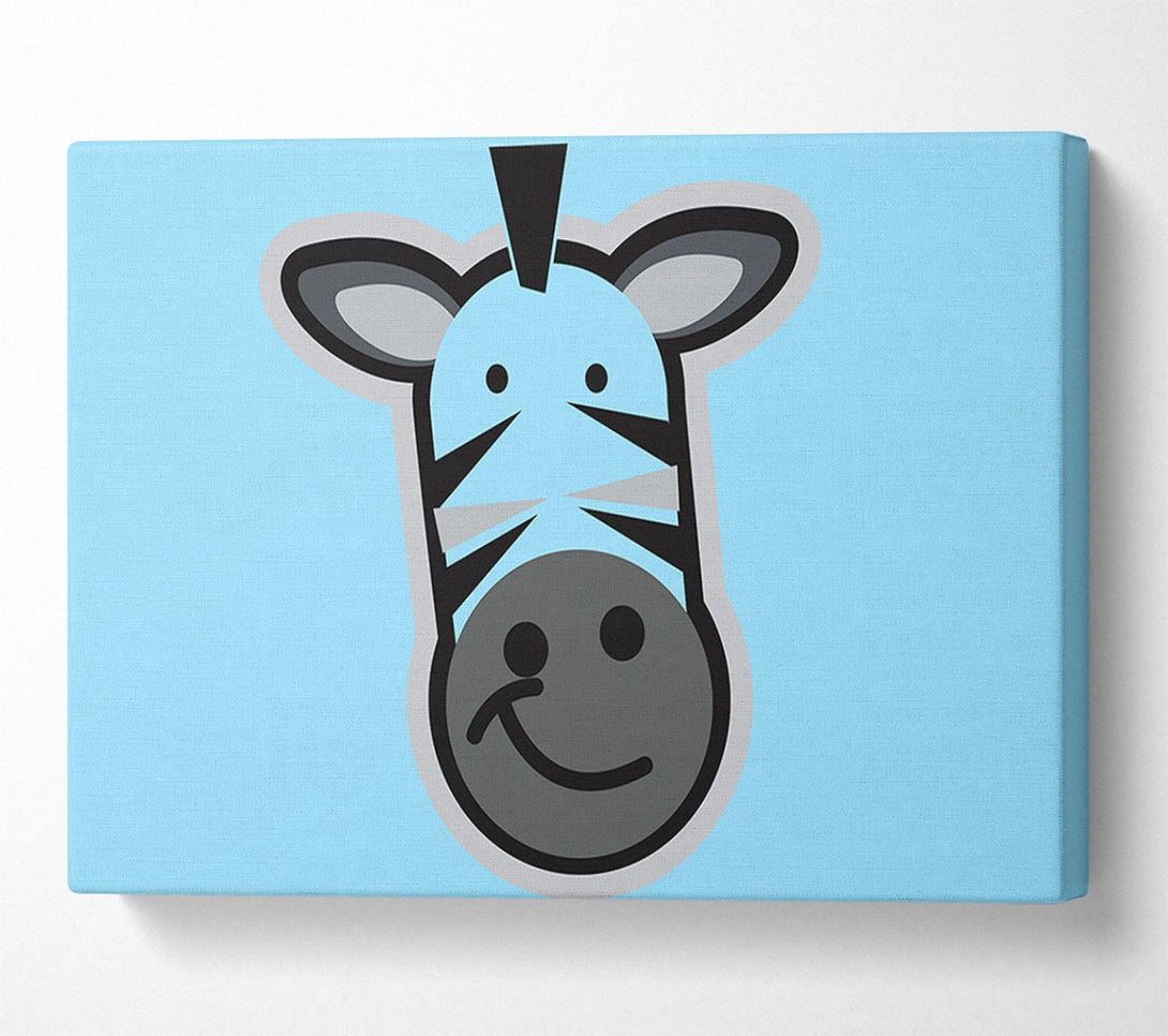  A Canvas Print of Smiling Zebra Face Baby Blue Canvas Print