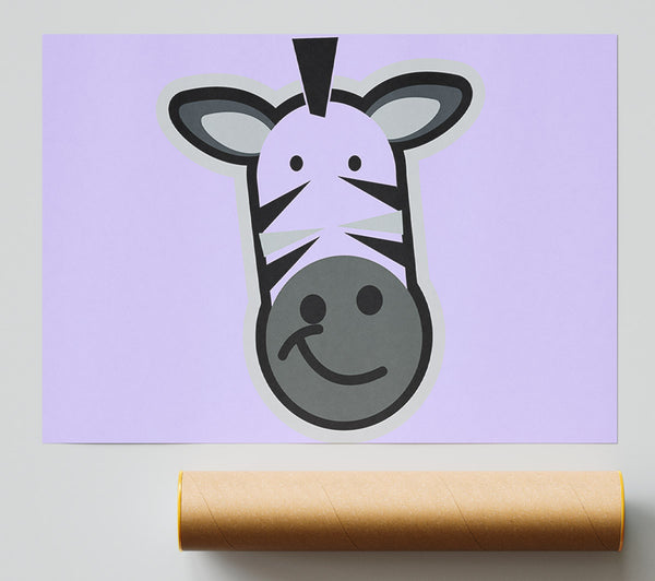 Smiling Zebra Face Lilac Giclee Print