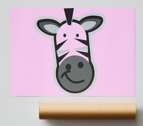 Smiling Zebra Face Pink Poster