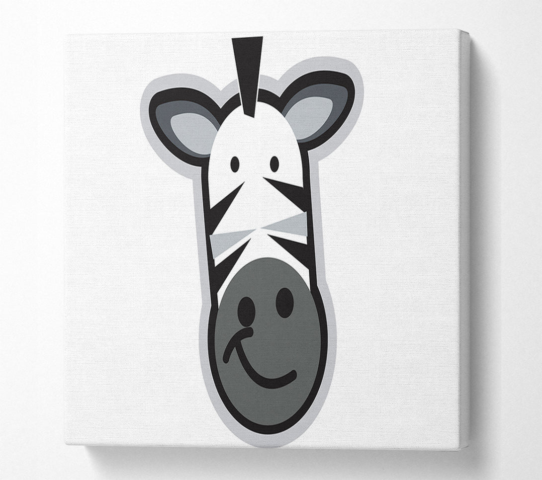  A Canvas Print of Smiling Zebra Face White Canvas Wall Art