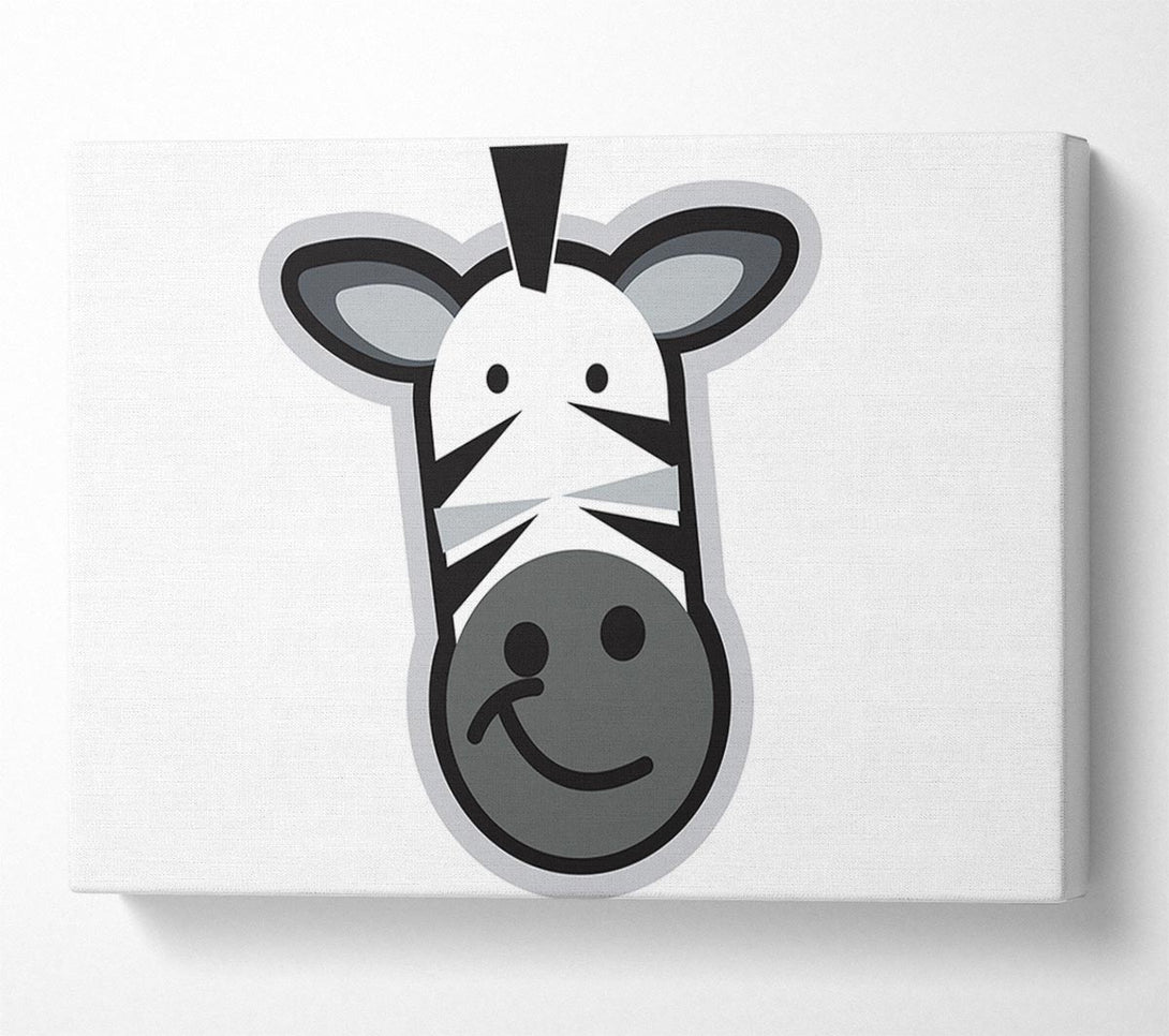  A Canvas Print of Smiling Zebra Face White Canvas Wall Art