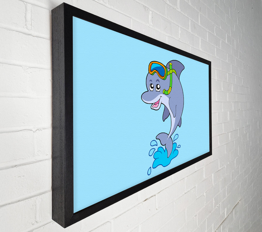  A Canvas Print of Snorkeling Dolphin Baby Blue Canvas Wall Art