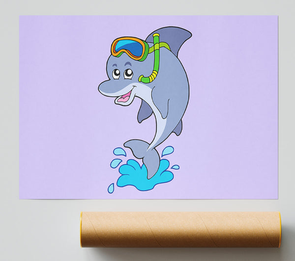 Snorkeling Dolphin Lilac Print