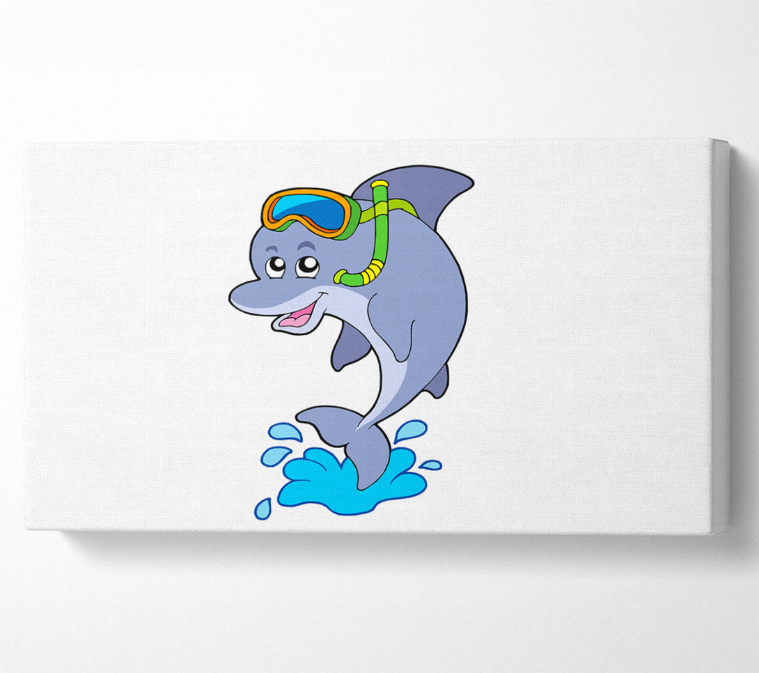  A Canvas Print of Snorkeling Dolphin White Canvas Print