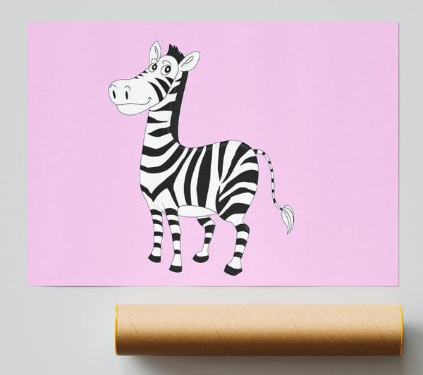 Standing Zebra Pink Giclee Print