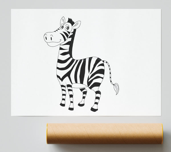Standing Zebra White Print