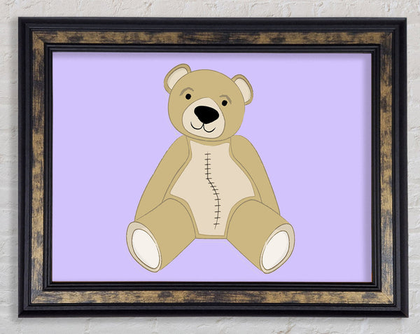 Stitched Up Teddy Lilac Framed Print