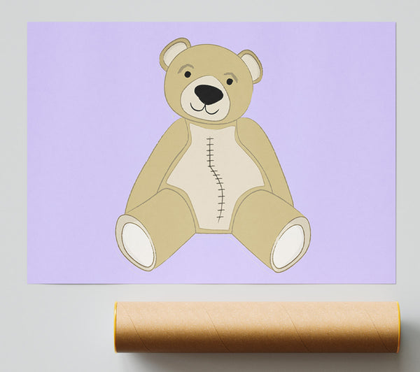 Stitched Up Teddy Lilac Giclee Print