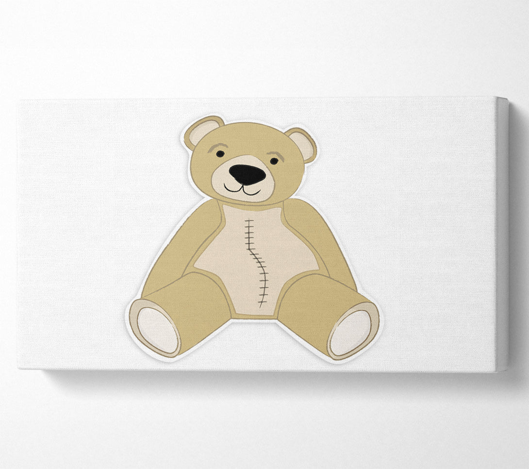  A Canvas Print of Stitched Up Teddy White Canvas Wall Art