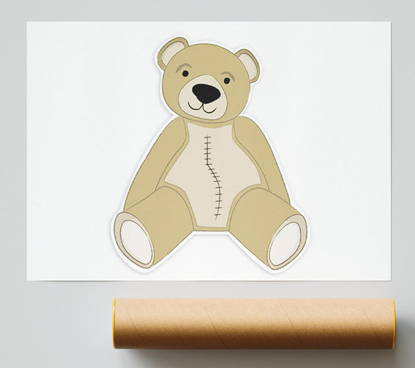 Stitched Up Teddy White Print