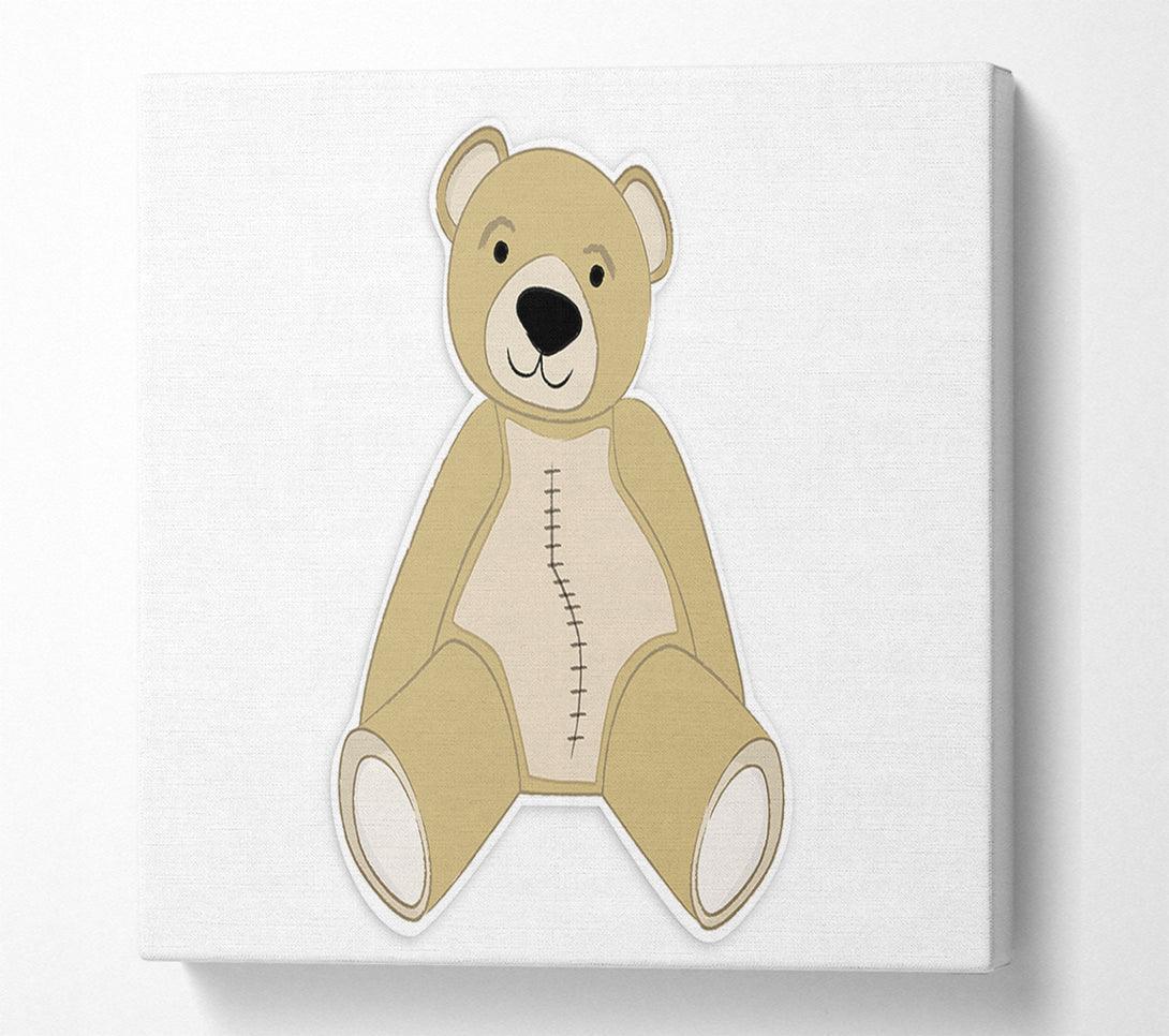  A Canvas Print of Stitched Up Teddy White Canvas Wall Art