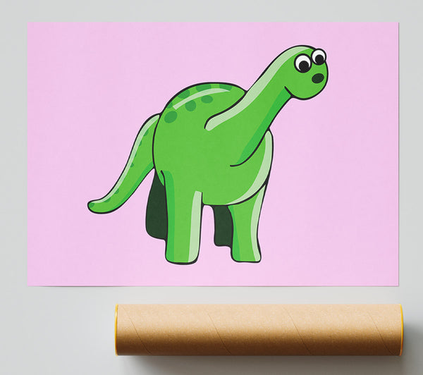 Suprised Dinosaur Pink Giclee Print