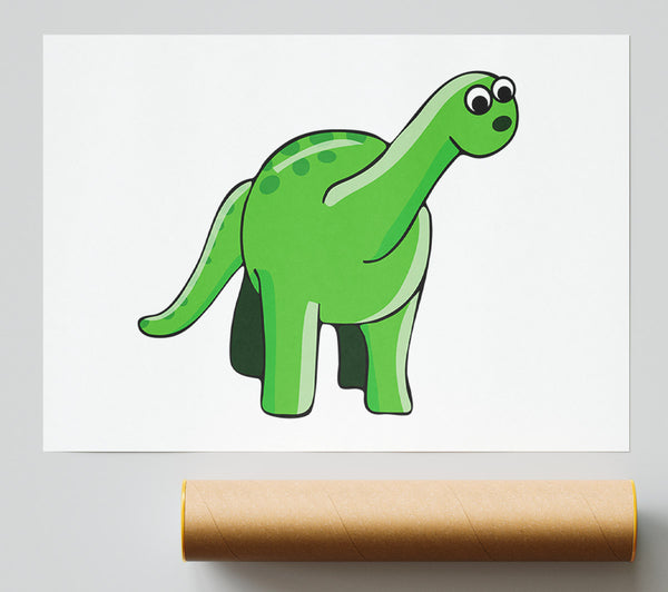 Suprised Dinosaur White Poster