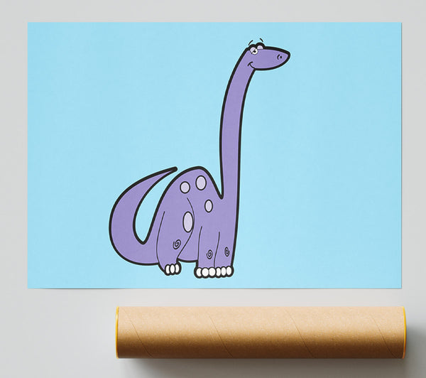Tall Dinosaur Baby Blue Giclee Print
