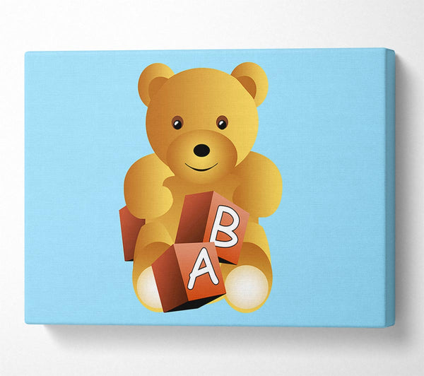 A Canvas Print of Teddy Bear Alphabet Blocks Baby Blue Canvas Wall Art