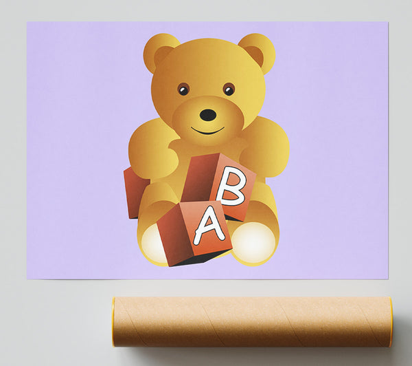 Teddy Bear Alphabet Blocks Lilac Print