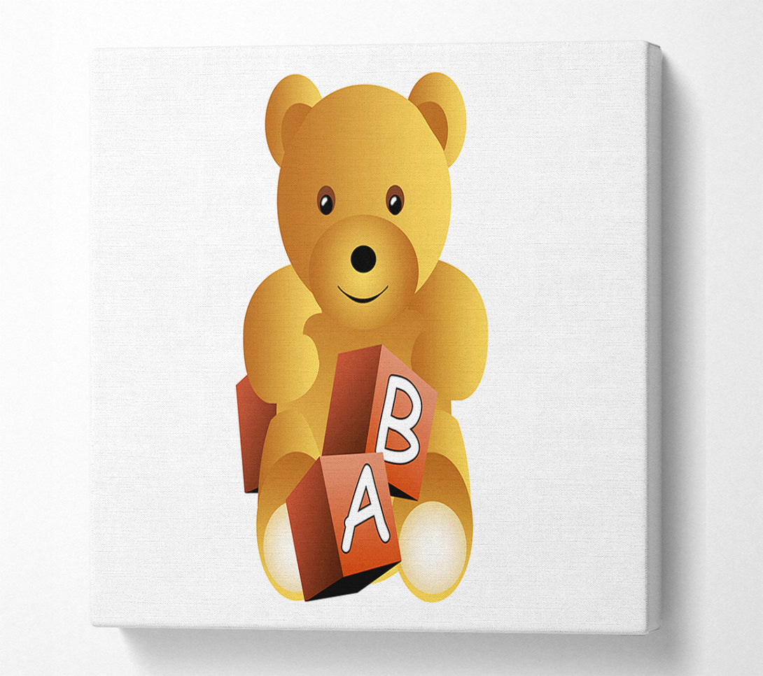  A Canvas Print of Teddy Bear Alphabet Blocks White Canvas Art