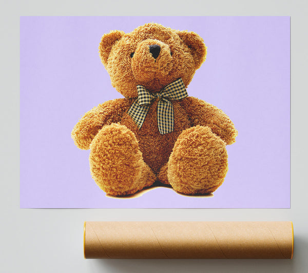 Teddy Bear Bow Lilac Giclee Print
