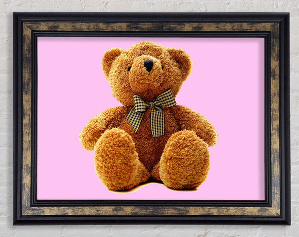 Teddy Bear Bow Pink Framed Print