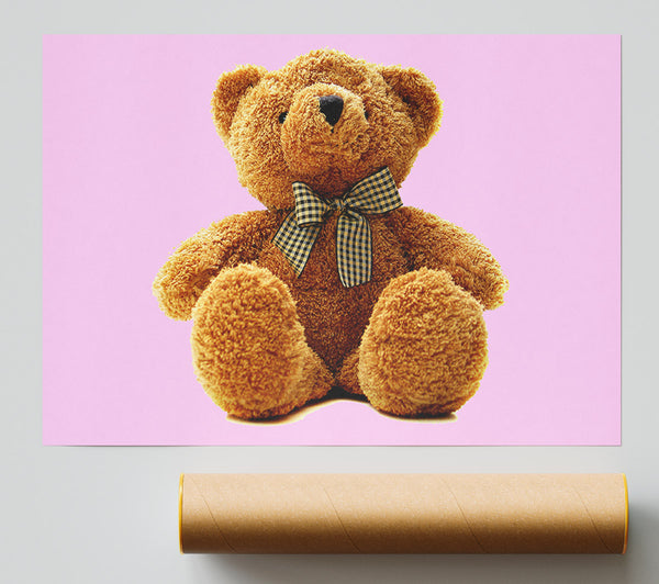 Teddy Bear Bow Pink Print