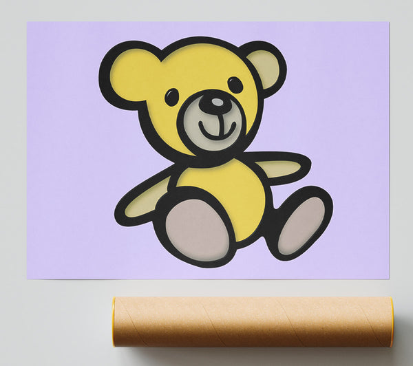 Teddy Bear Cartoon Lilac Giclee Print