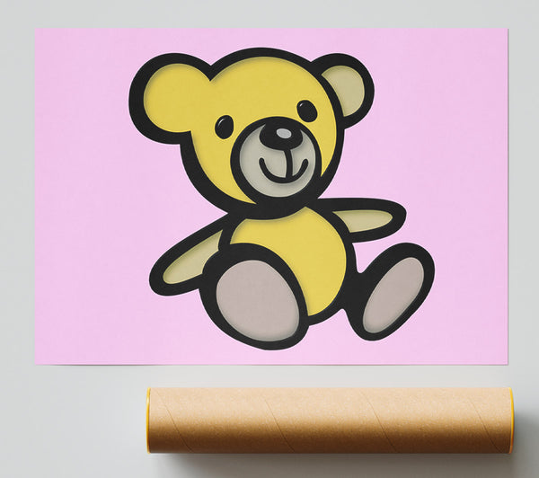 Teddy Bear Cartoon Pink Poster
