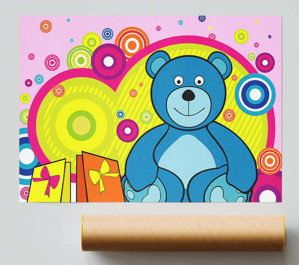 Teddy Bear Circles Pink Poster