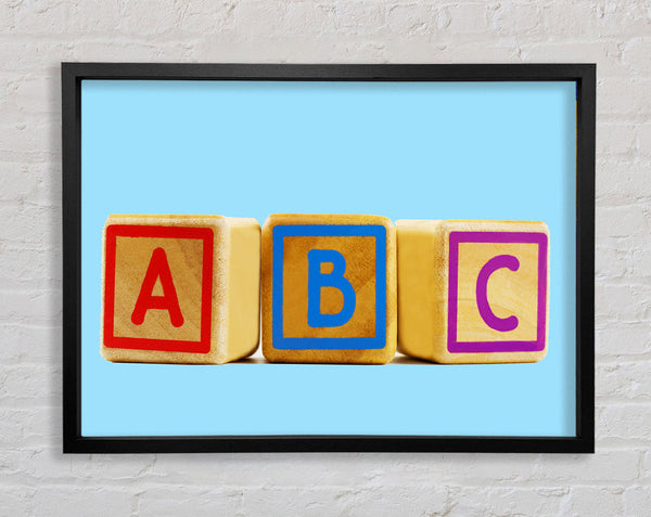 Three Alphabet Blocks Baby Blue Framed Print